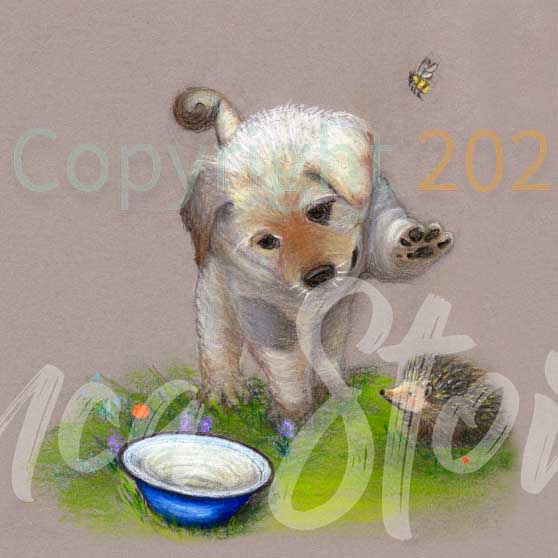 Illustration pastel chien
